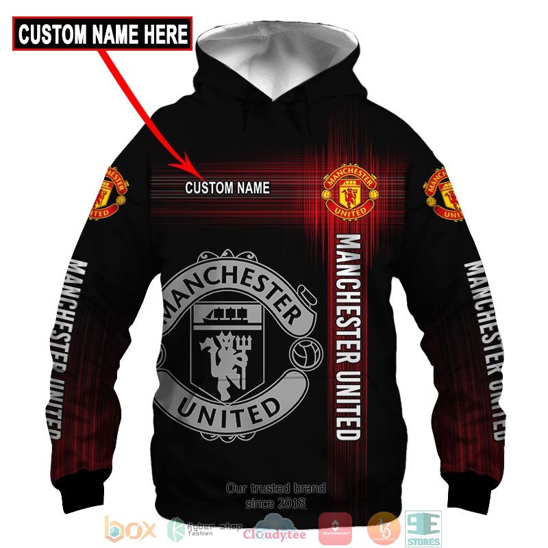 Personalized Manchester United Black 3d shirt hoodie 1 2 3 4 5 6 7 8 9 10 11 12