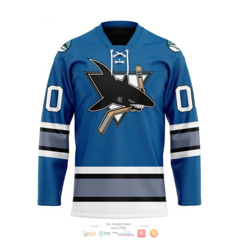 Personalized NHL San Jose Sharks Hockey Jersey blue custom Hockey Jersey