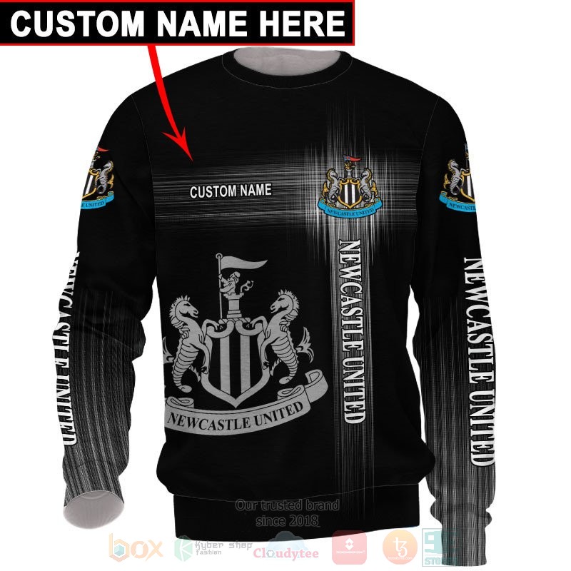 Personalized Newcastle United black custom 3D shirt hoodie 1 2 3 4 5 6 7 8 9 10 11 12 13 14 15