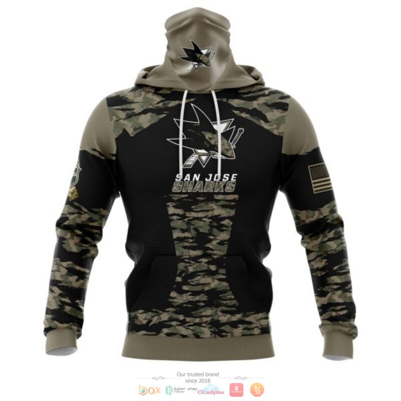 Personalized San Jose Sharks NHL green camo custom 3D shirt hoodie 1 2 3