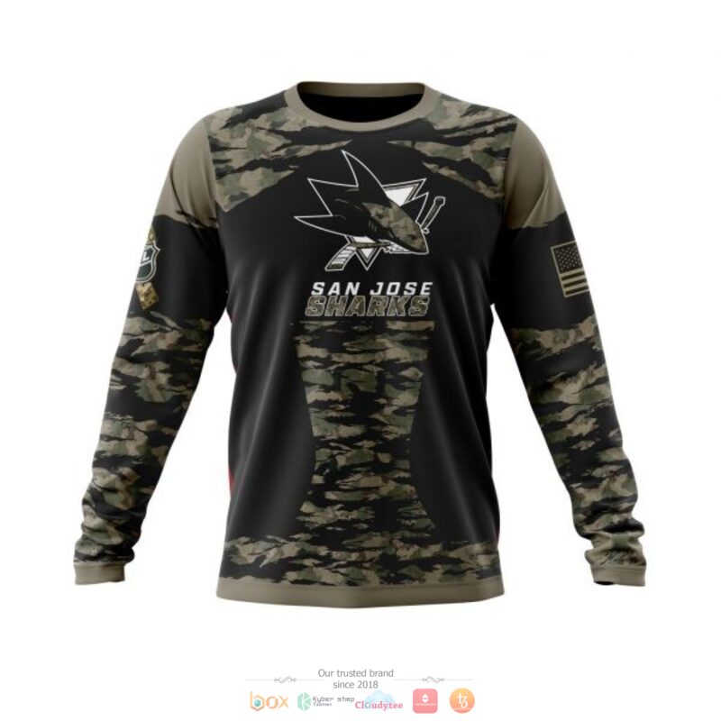 Personalized San Jose Sharks NHL green camo custom 3D shirt hoodie 1 2 3 4 5