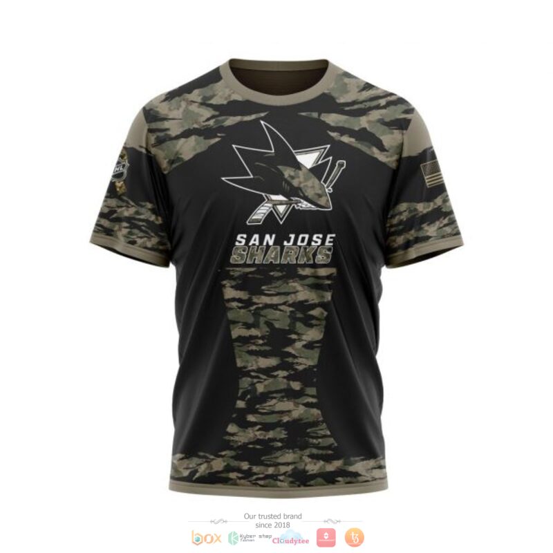 Personalized San Jose Sharks NHL green camo custom 3D shirt hoodie 1 2 3 4 5 6 7