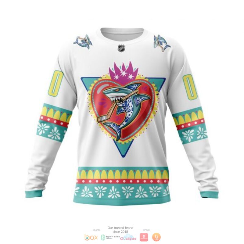 Personalized San Jose Sharks NHL white custom 3D shirt hoodie 1 2 3 4 5