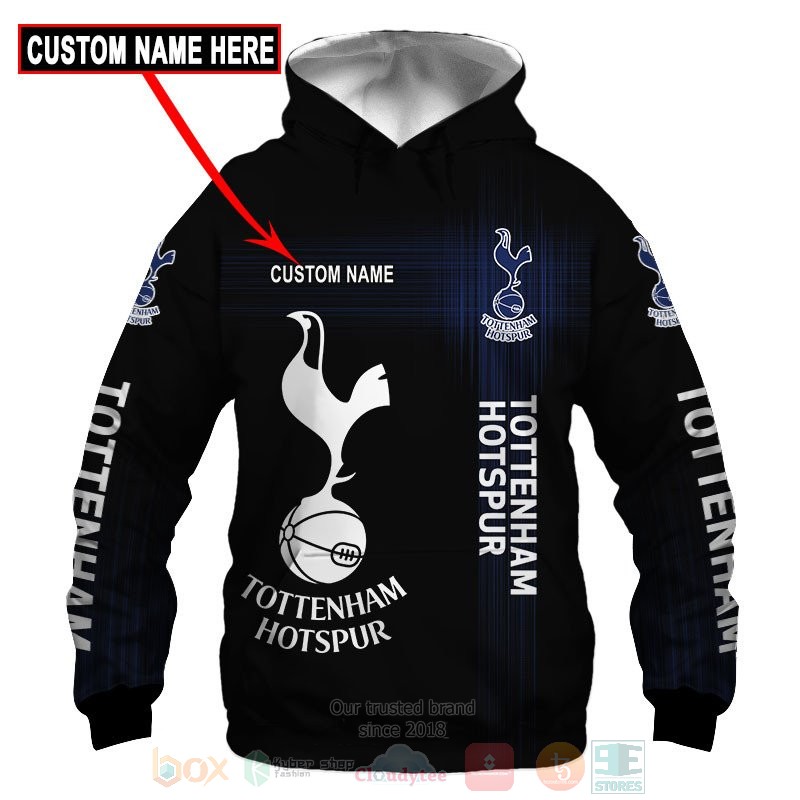 Personalized Tottenham Hotspur black custom 3D shirt hoodie 1 2 3 4 5 6 7 8 9 10 11 12