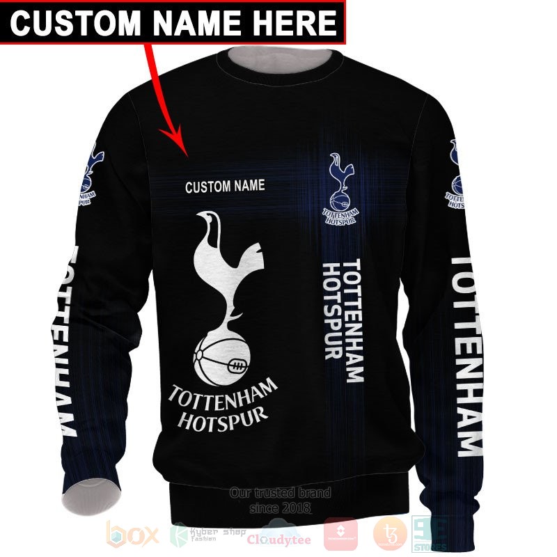 Personalized Tottenham Hotspur black custom 3D shirt hoodie 1 2 3 4 5 6 7 8 9 10 11 12 13 14 15