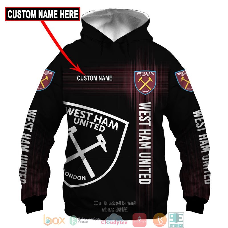 Personalized West Ham Black 3d shirt hoodie 1 2 3 4 5 6 7 8 9 10 11 12