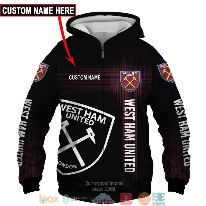 Personalized West Ham Black 3d shirt hoodie 1 2 3 4 5 6 7 8 9 10 11 12 13 14