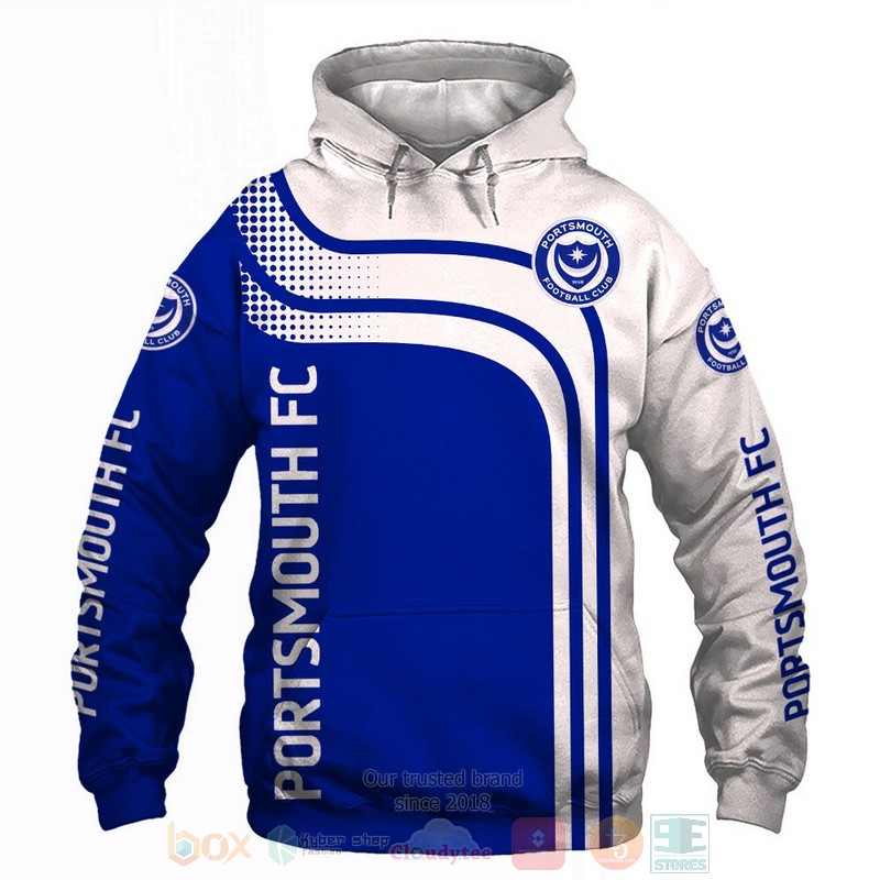 Portsmouth FC blue white 3D shirt hoodie 1 2 3 4 5 6 7 8 9 10 11 12 13 14 15 16