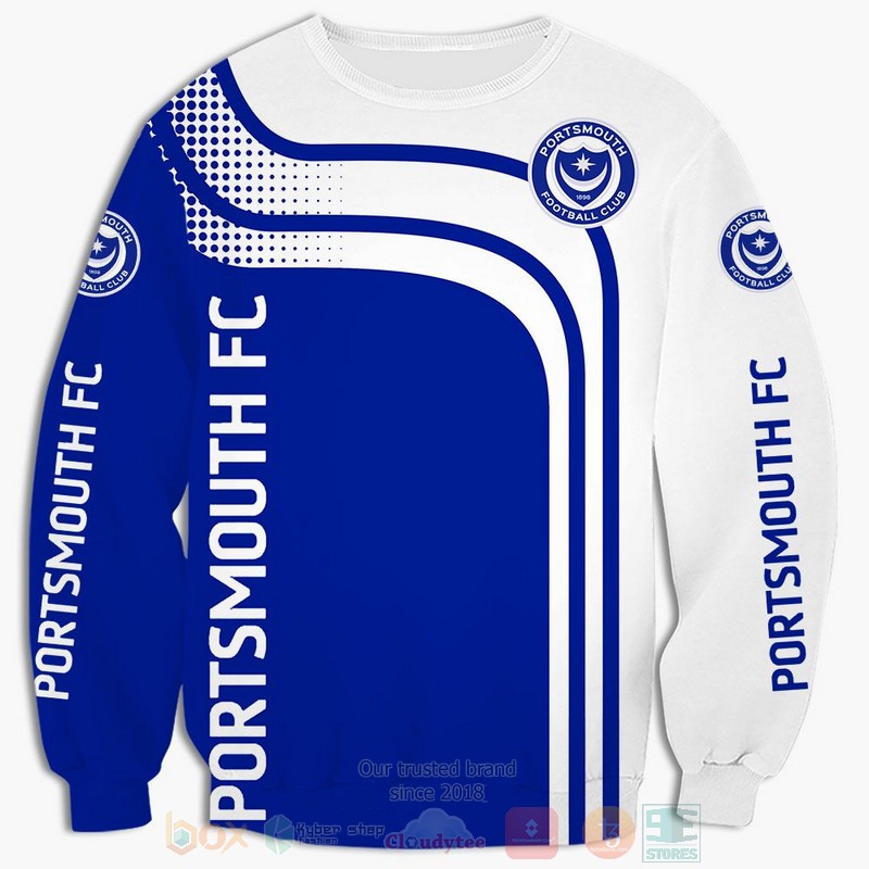Portsmouth FC blue white 3D shirt hoodie 1 2 3 4 5 6 7 8 9 10 11 12 13 14 15 16 17 18 19