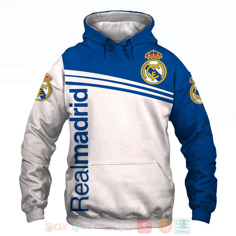 Real Madrid FC white blue 3D shirt hoodie 1 2 3 4 5 6 7 8 9 10 11 12 13 14 15 16