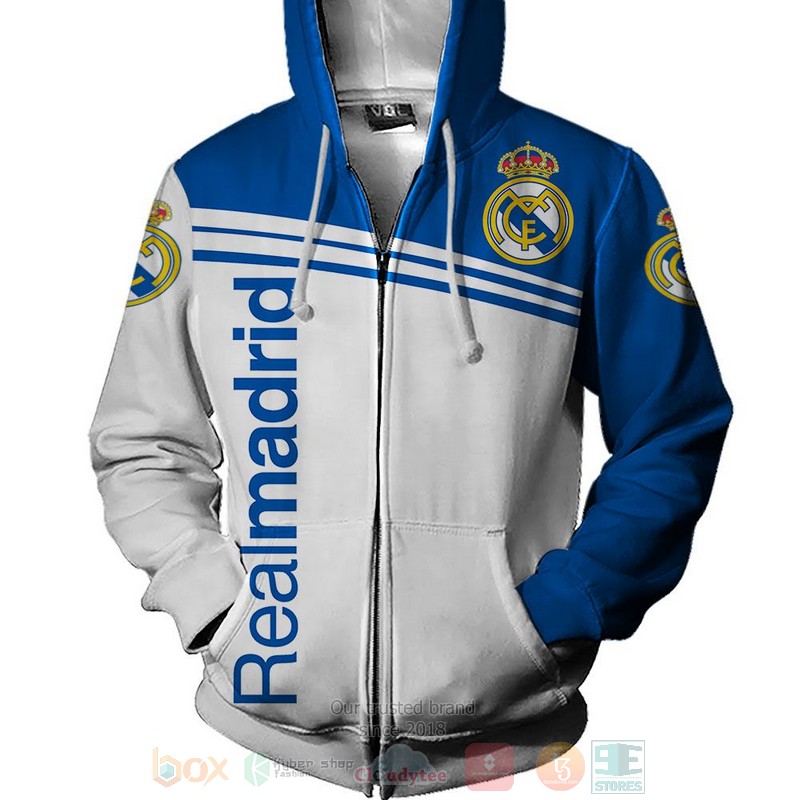 Real Madrid FC white blue 3D shirt hoodie 1 2 3 4 5 6 7 8 9 10 11 12 13 14 15 16 17 18