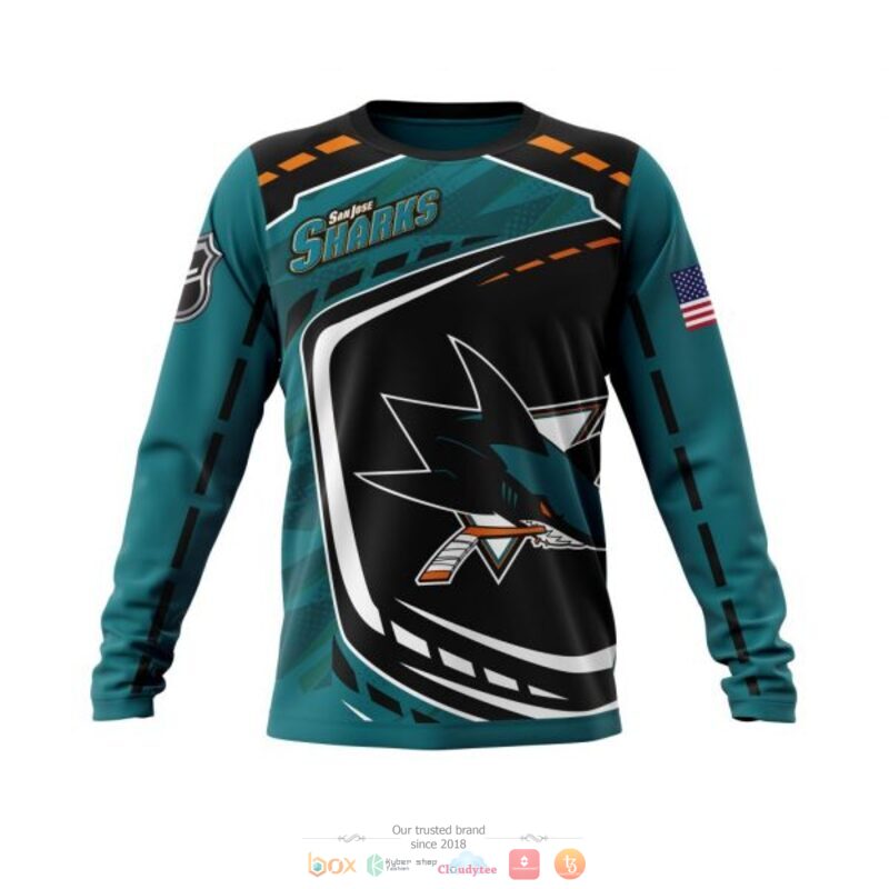 San Jose Sharks NHL black dark green 3D shirt hoodie 1 2 3 4 5