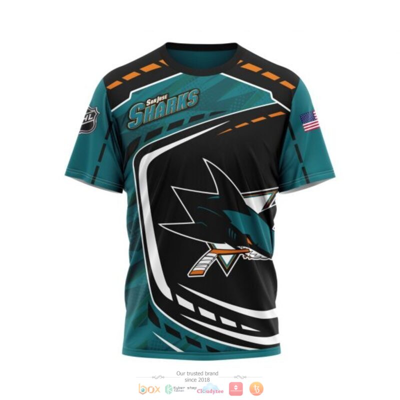 San Jose Sharks NHL black dark green 3D shirt hoodie 1 2 3 4 5 6 7