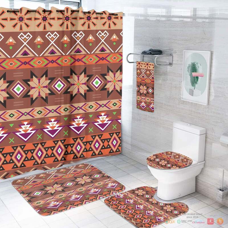 Seamless Light Brown Pattern Native American Bathroom Set