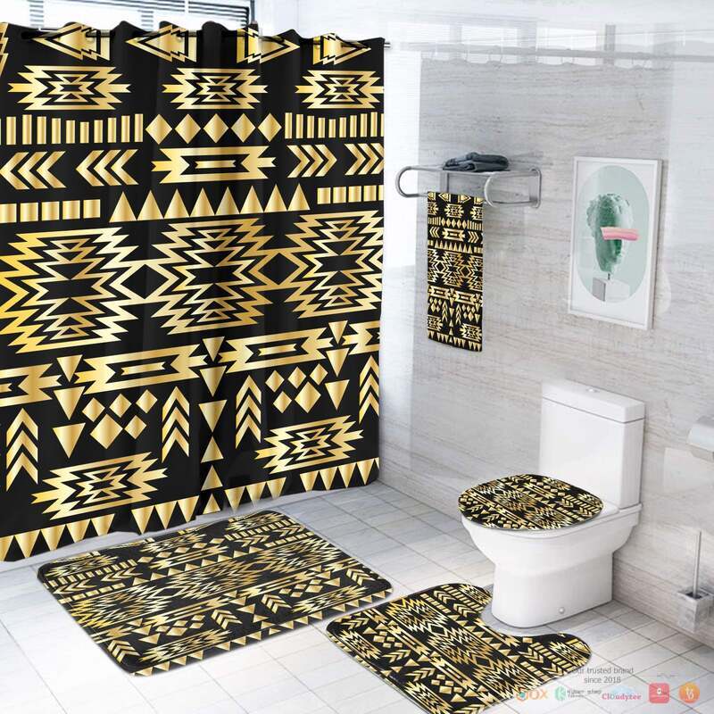 Seamless Yellow Pattern Native American Bathroom Set