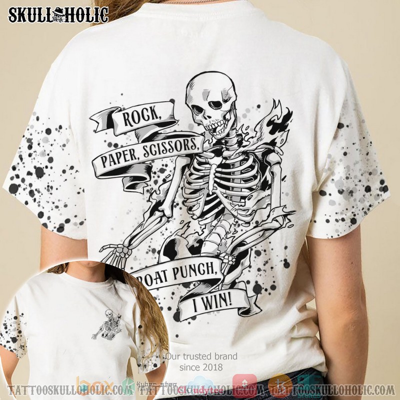 Skelton Rock paper scissors I win 3d shirt hoodie 1 2 3