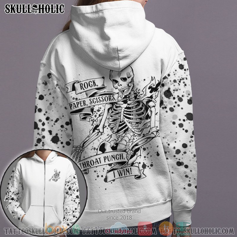 Skelton Rock paper scissors I win 3d shirt hoodie 1 2 3 4