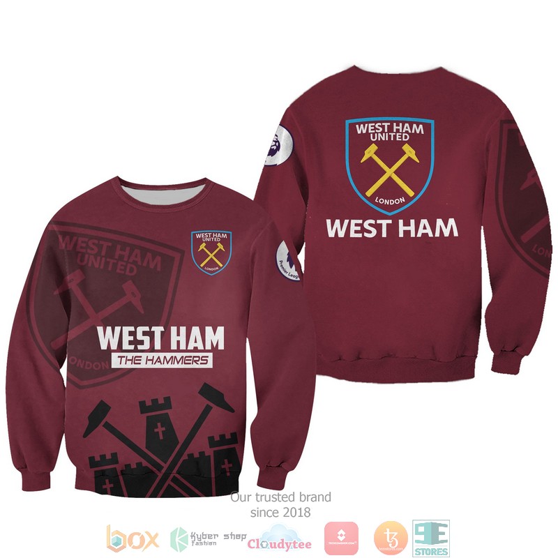 West Ham The Hammers 3d shirt hoodie 1 2 3 4 5 6 7 8 9 10 11 12 13