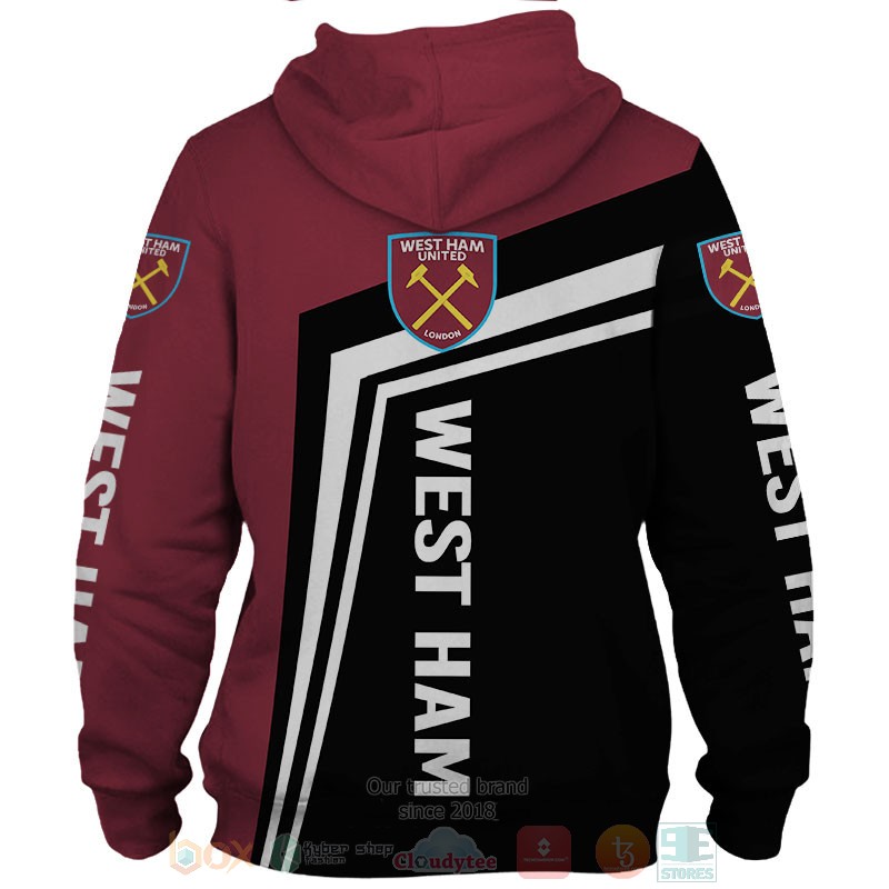 West Ham United dark red black 3D shirt hoodie 1