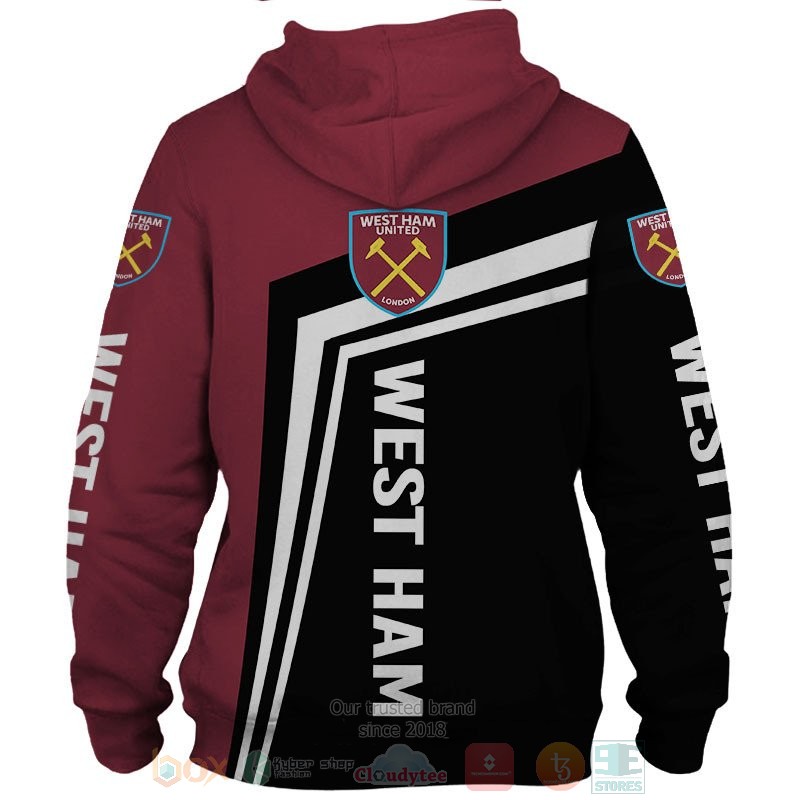 West Ham United dark red black 3D shirt hoodie 1 2 3 4 5 6 7 8 9 10 11 12 13