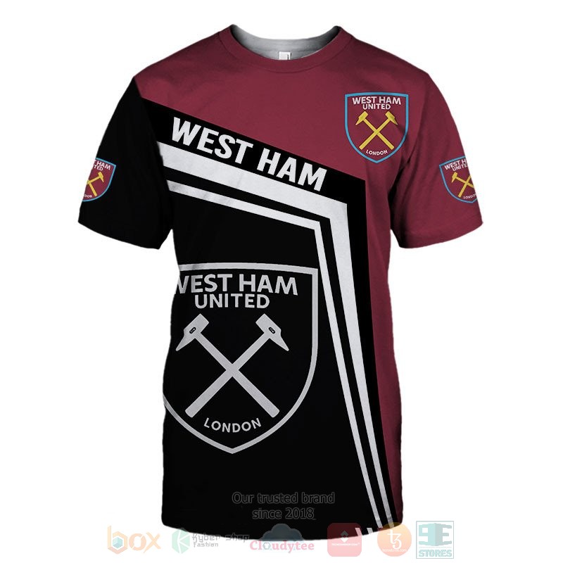 West Ham United dark red black 3D shirt hoodie 1 2 3 4 5 6 7 8 9 10 11 12 13 14 15 16 17 18 19 20 21