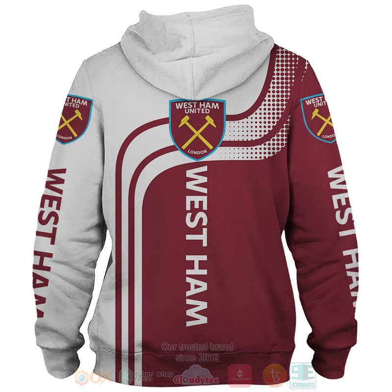 West Ham United white red 3D shirt hoodie 1