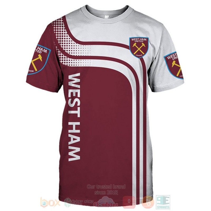 West Ham United white red 3D shirt hoodie 1 2 3 4 5 6 7 8 9 10 11 12 13 14 15 16 17 18 19 20 21