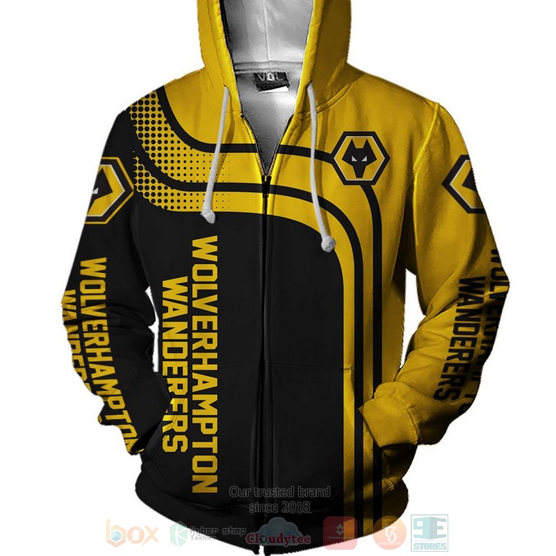 Wolvehampton Wanderers yellow black 3D shirt hoodie 1 2 3 4 5 6 7 8 9 10 11 12 13 14