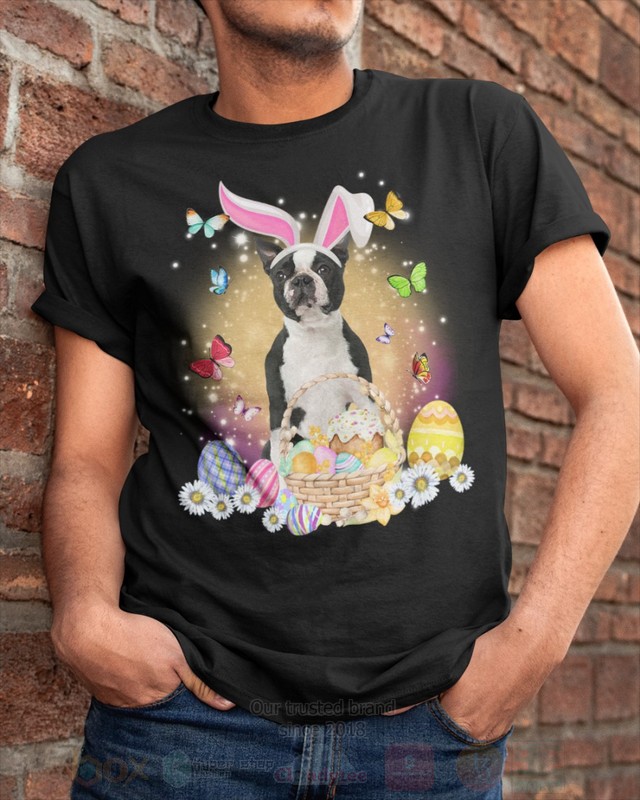 Black Boston Terrier Easter Bunny Butterfly 2D Hoodie Shirt 1 2 3 4 5 6 7