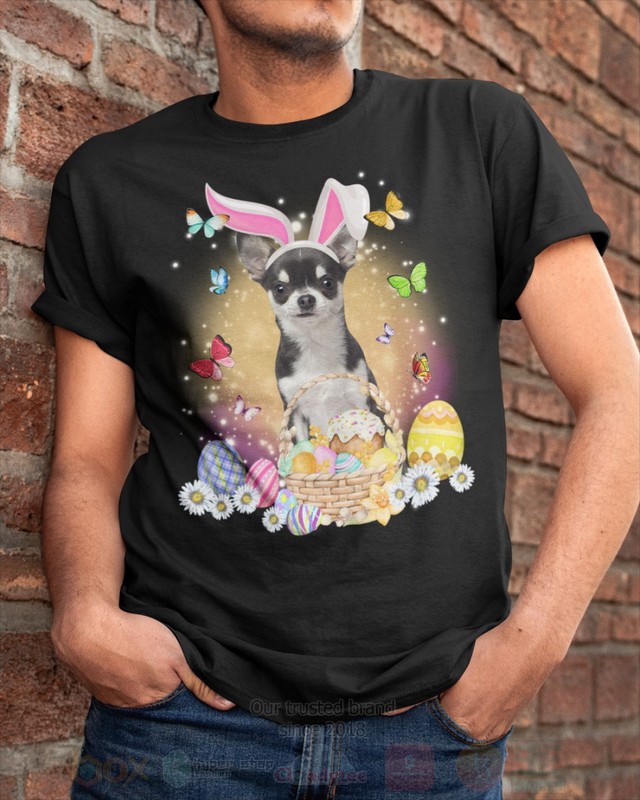 Black Chihuahua Easter Bunny Butterfly 2D Hoodie Shirt 1 2 3 4 5 6 7