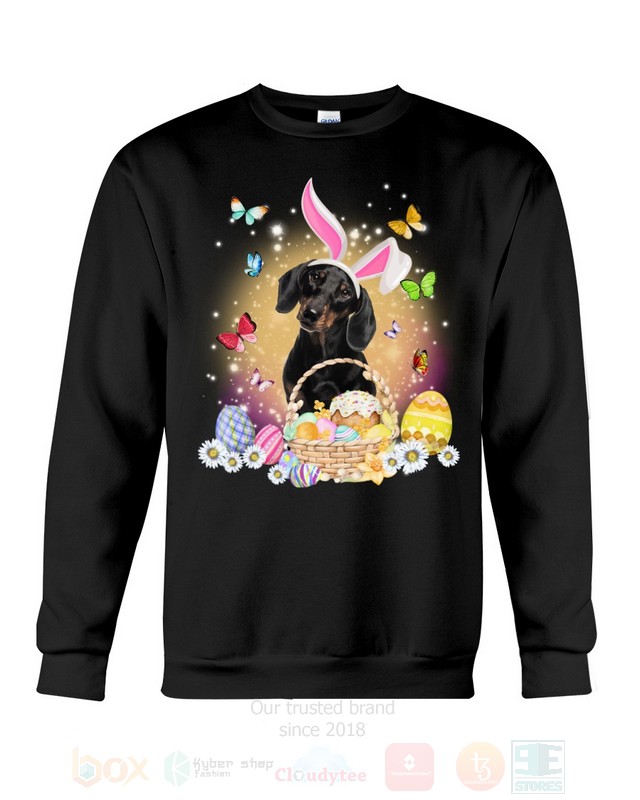 Black Dachshund Easter Bunny Butterfly 2D Hoodie Shirt 1 2 3 4 5 6 7 8 9 10 11 12