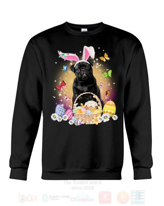 Black Pug Easter Bunny Butterfly 2D Hoodie Shirt 1 2 3 4 5 6