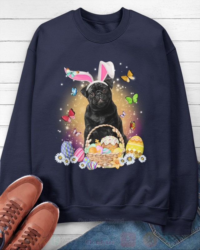 Black Pug Easter Bunny Butterfly 2D Hoodie Shirt 1 2 3 4 5 6 7