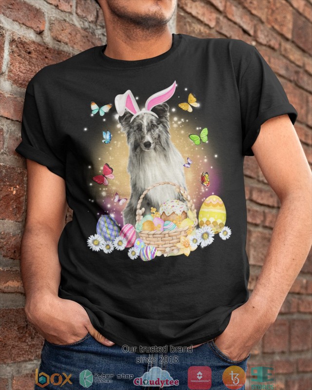 Easter Bunny Black Shetland Sheepdog 2d shirt hoodie 1