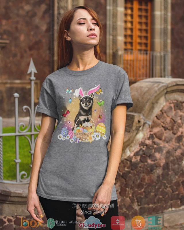 Easter Bunny Black Shiba Inu 2d shirt hoodie