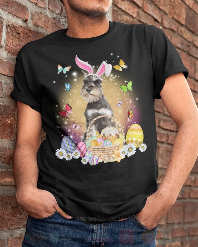 Grey Miniature Schnauzer Easter Bunny Butterfly 2D Hoodie Shirt 1 2 3 4 5 6 7