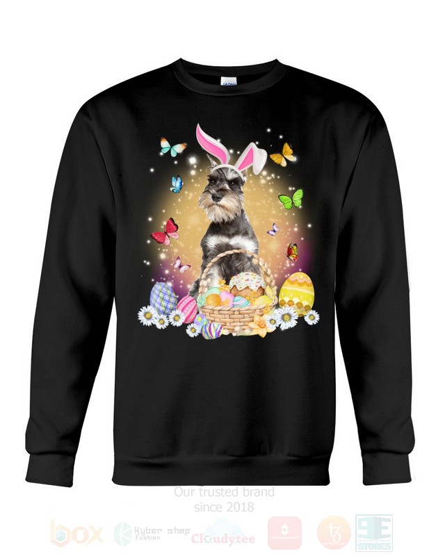 Grey Miniature Schnauzer Easter Bunny Butterfly 2D Hoodie Shirt 1 2 3 4 5 6 7 8 9 10 11 12
