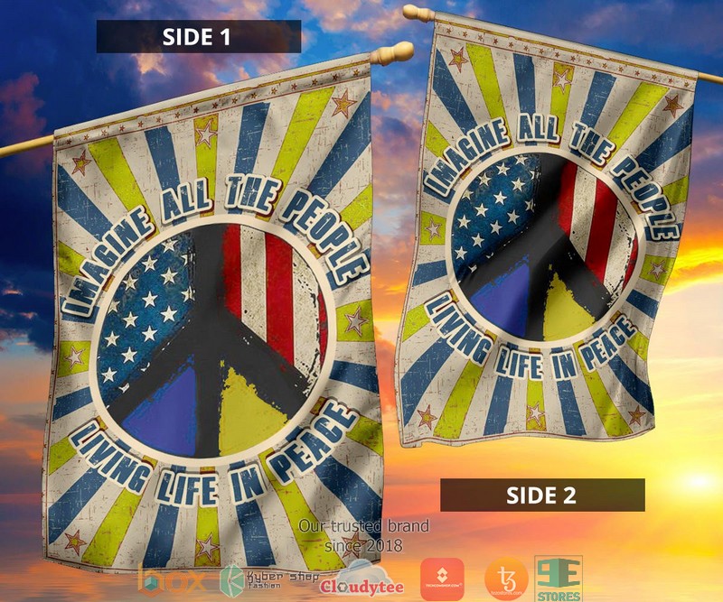Imagine All The People Living Life In Peace USA Stand With Ukraine Flag 1 2 3
