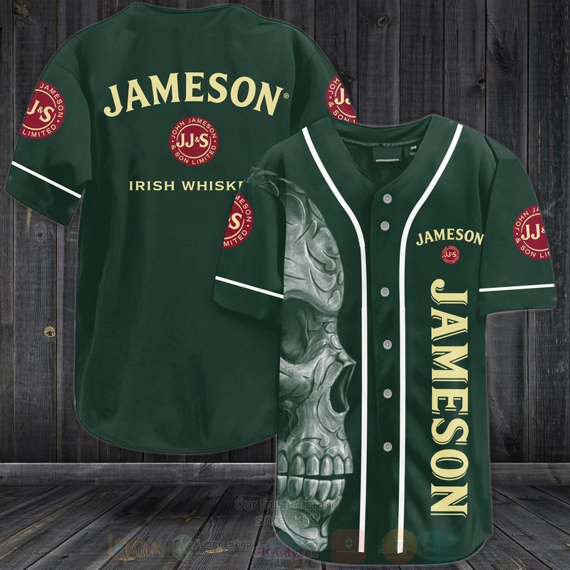 Jameson Irish Whiskey Skull Baseball Jersey Shirt