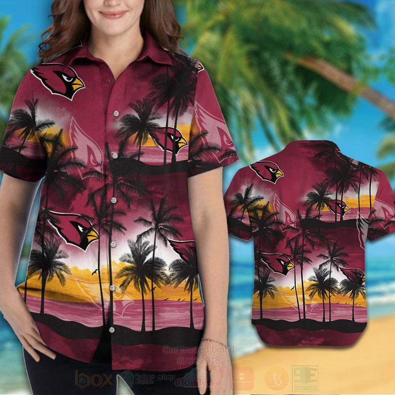 NFL Arizona Cardinals Coconut Tree and The Sea Hawaiian Shirt Short 1
