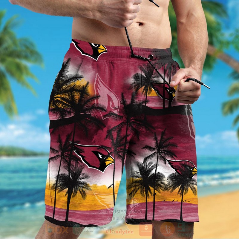 NFL Arizona Cardinals Coconut Tree and The Sea Hawaiian Shirt Short 1 2 3 4