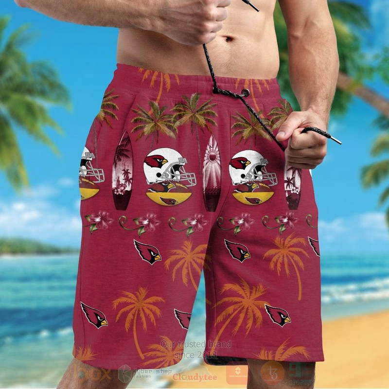 NFL Arizona Cardinals Coconut tree Hawaiian Shirt Short 1 2 3 4