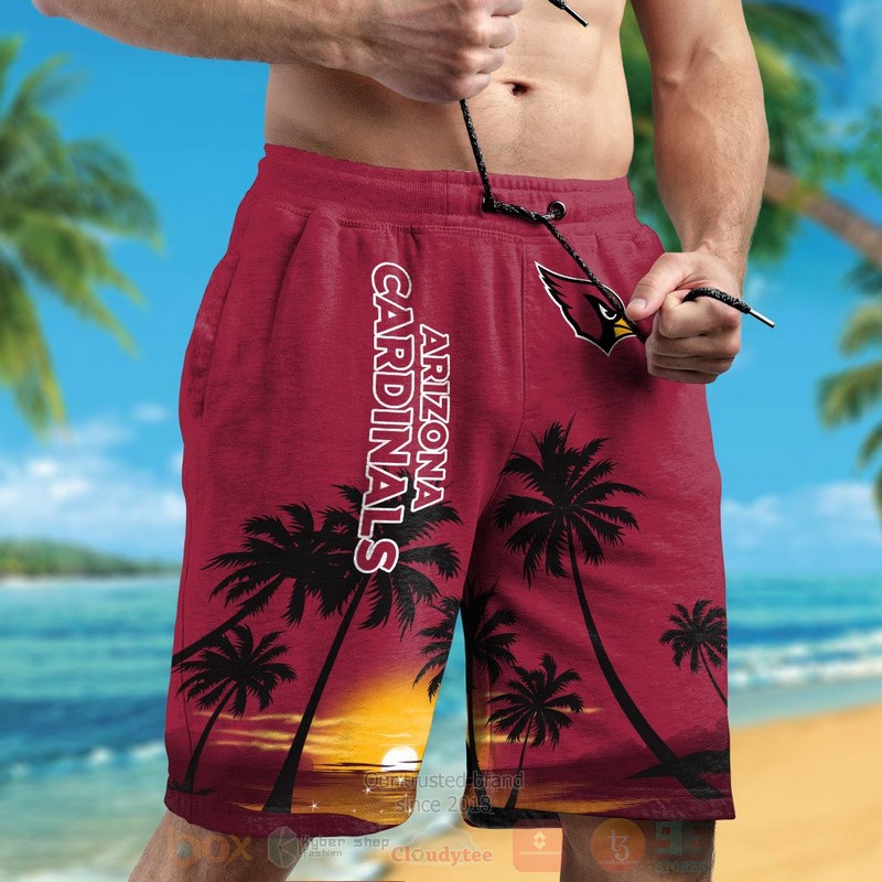 NFL Arizona Cardinals Dark Red Hawaiian Shirt Short 1 2 3 4