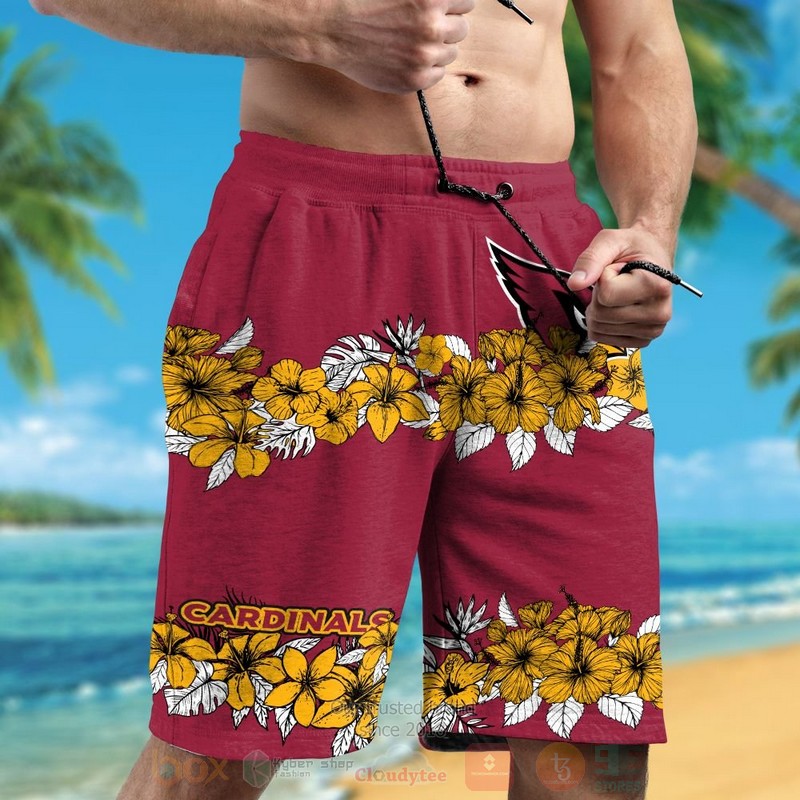 NFL Arizona Cardinals Hibiscus Flowers Hawaiian Shirt Short 1 2 3 4