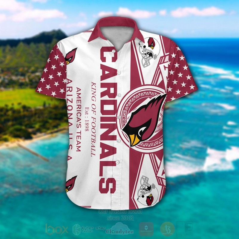 NFL Arizona Cardinals King Of Football Est 1898 Americas Team Hawaiian Shirt Short 1 2 3