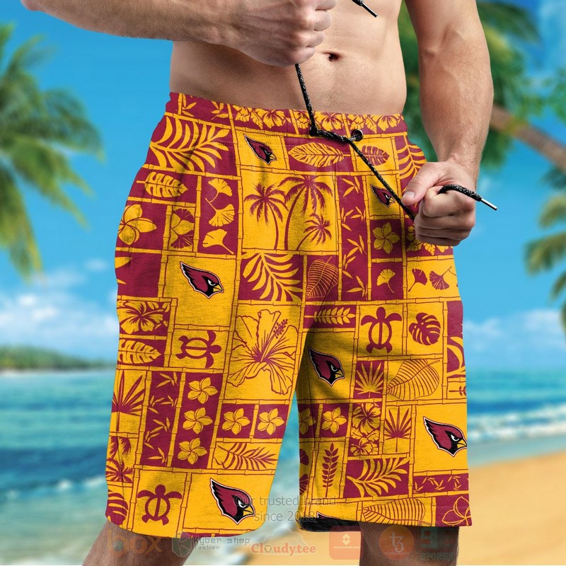 NFL Arizona Cardinals Turtle and Hibiscus Flower Hawaiian Shirt Short 1 2 3 4
