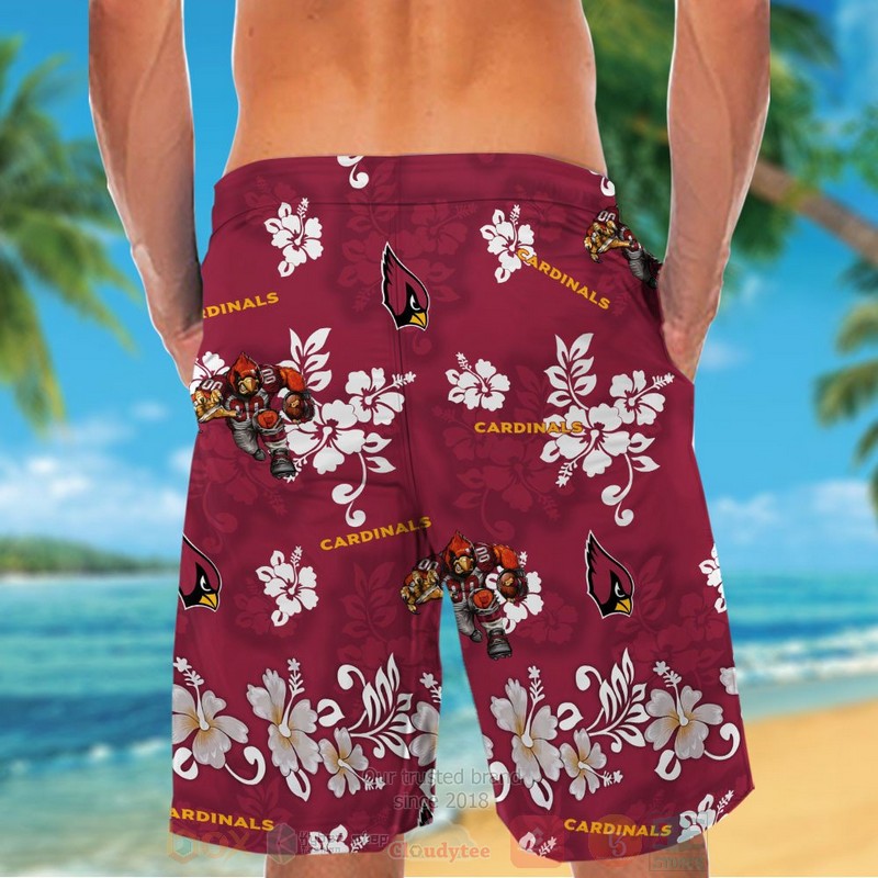 NFL Arizona Cardinals White Hibiscus Flower Hawaiian Shirt Short 1 2 3 4 5