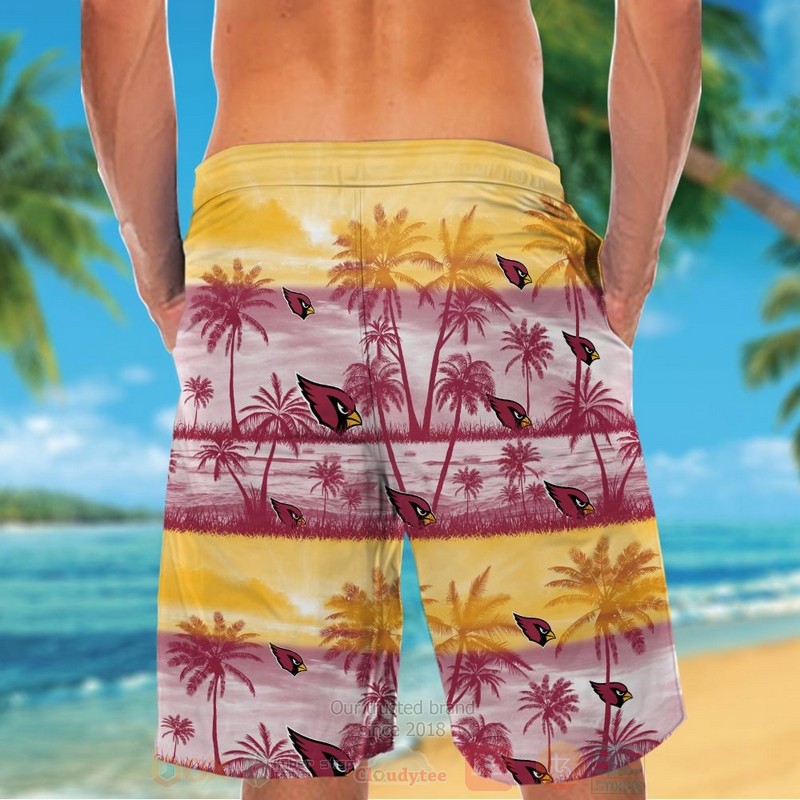 NFL Arizona Cardinals Yellow Red Hawaiian Shirt Short 1 2 3 4 5