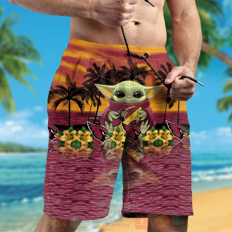 NFL Arizona Cardinals and Baby Yoda Hawaiian Shirt Short 1 2 3 4
