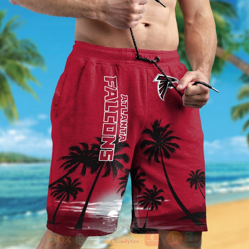 NFL Atlanta Falcons Full Drak Red Hawaiian Shirt Short 1 2 3 4